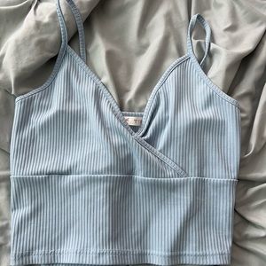 light blue crop top